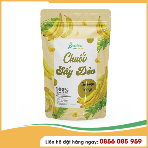 Chuối Sấy Dẻo<br>Khối Lượng Tịnh: 100gr
